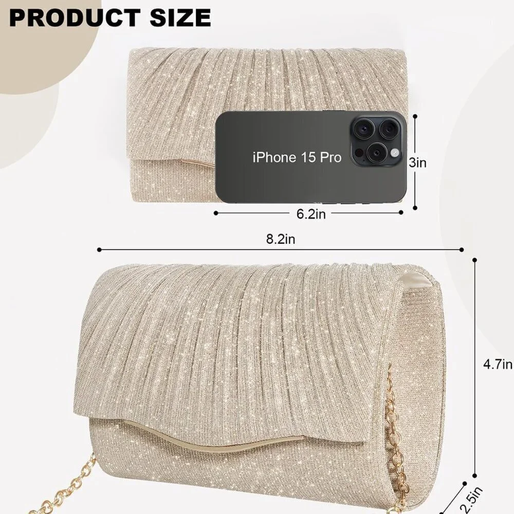 Clutch Purse Satin Sequins Women's Evening Bag Crossbody Formal Party